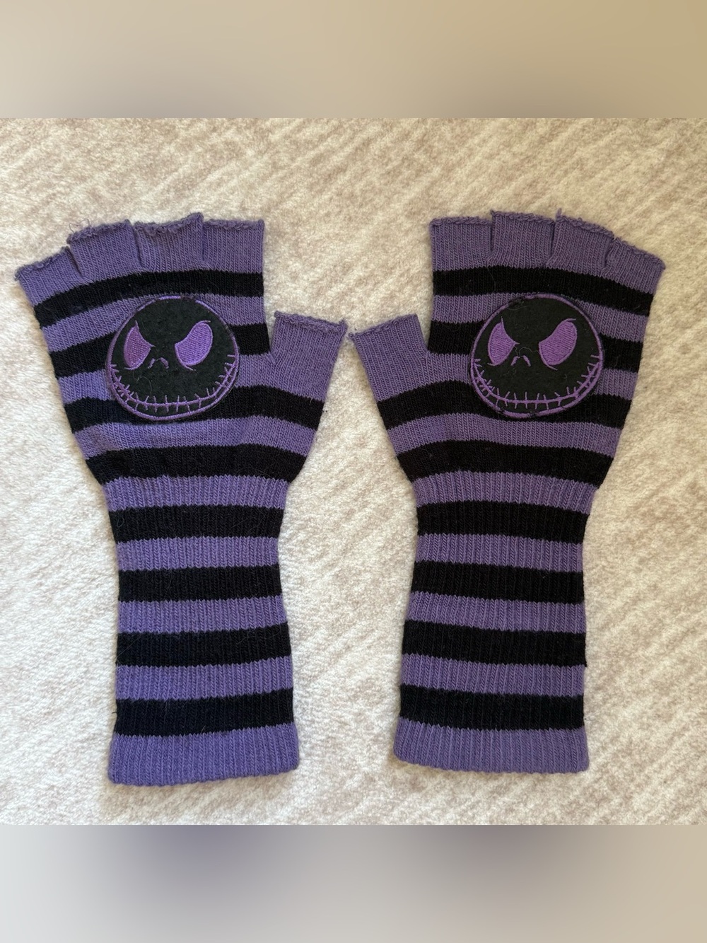 Loungefly Disney Nightmare Before Christmas purple striped fingerless gloves